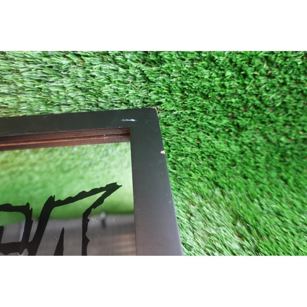 Metallica Logo Framed Wall Mirror Black Wood Frame Heavy Metal Band Decor